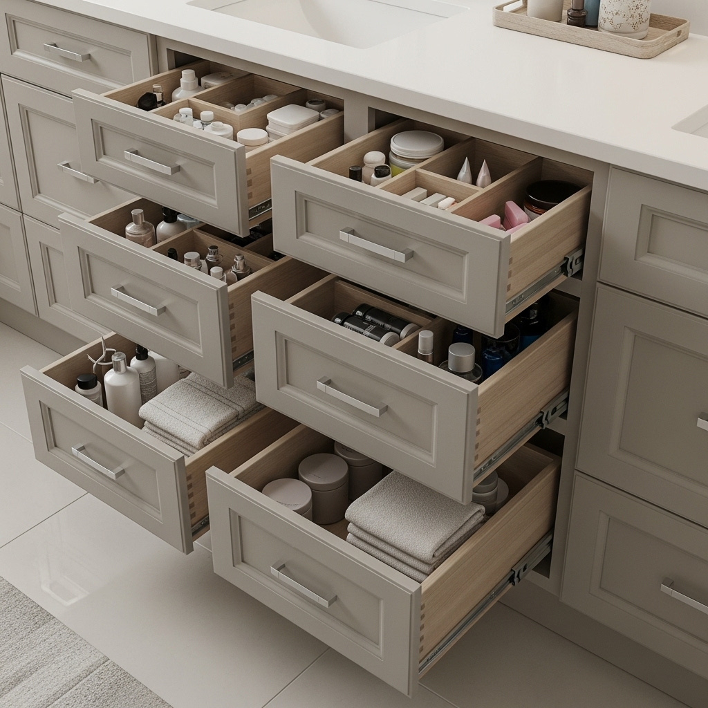 Custom Cabinetry and storage that clears the counters.