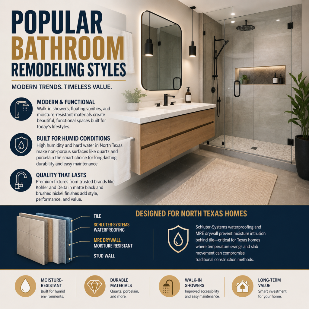 What are the most popular bathroom remodeling styles in {City}
