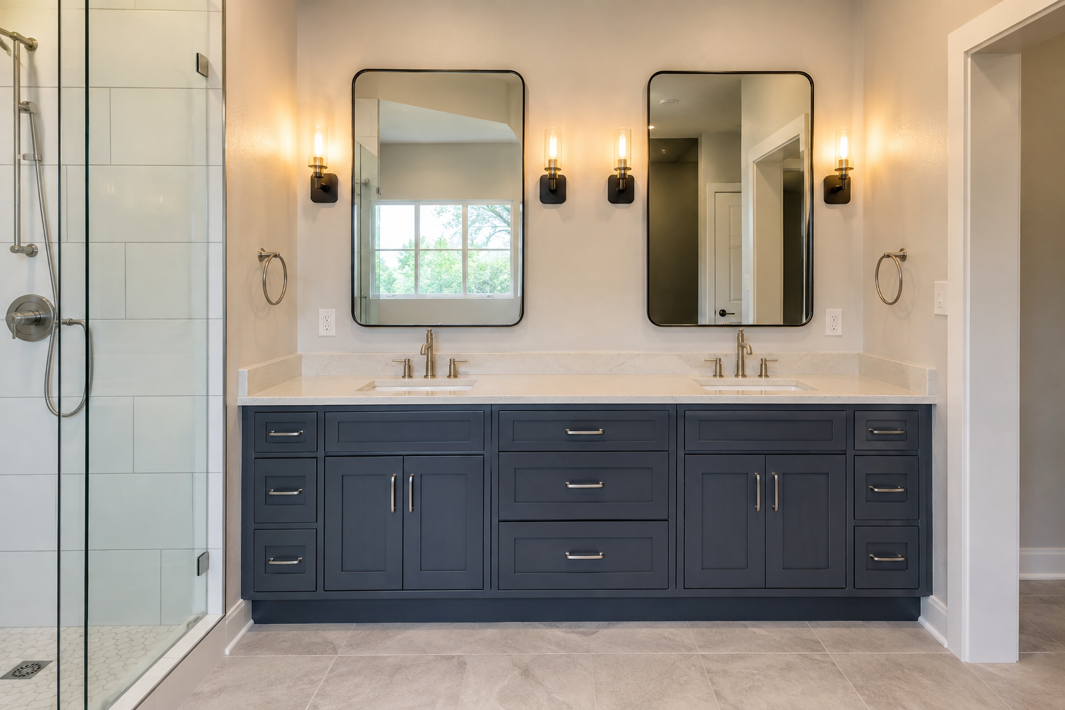 Bathroom vanity and storage design for a Flower Mound TX remodeling project